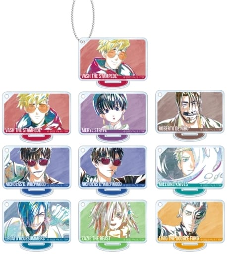 Vash the Stampede, etc. TRIGUN STAMPEDE Ani-Art Trading Acrylic Stand Keychain All 10 Types Set Key Chain [USED]