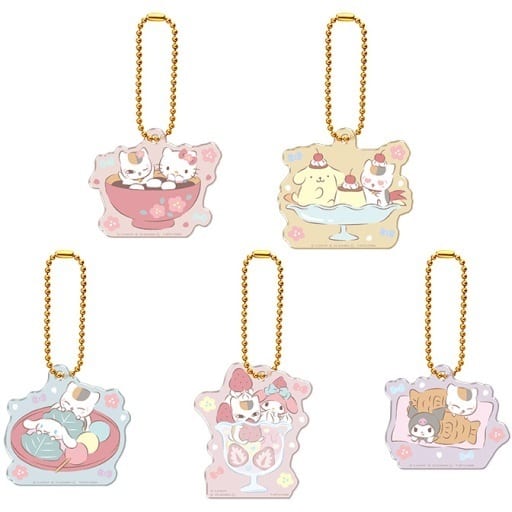 Nyanko-sensei, etc. Natsume's Book of Friends X Sanrio Characters Acrylic Key Chain All 5 Types Set Key Chain [USED]