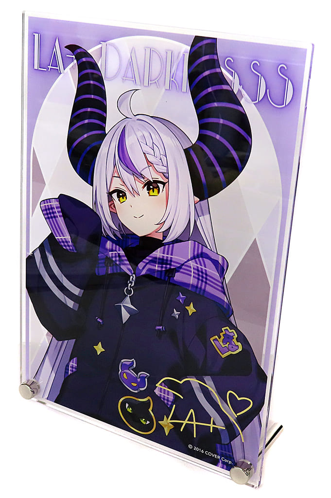VTuber Hololive La+ Darknesss Hololive Lottery Hololife! Acrylic Panel with Printed Signature Entertainment Chance Prize Acrylic Stands [USED]