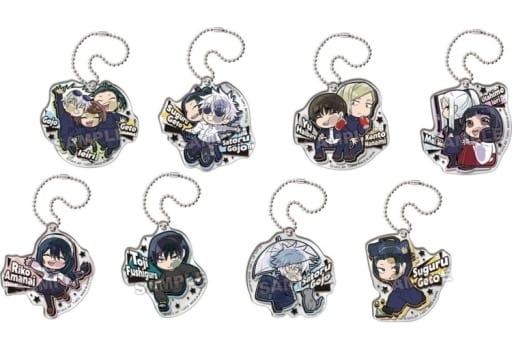 Satoru Gojo, etc. Jujutsu Kaisen Kaigyoku Gyokusetsu Pita! Deformed Opening & Ending Acrylic Key Chain All 8 Types Set Key Chain [USED]
