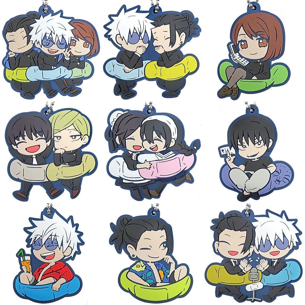 Ieiri Shouko, etc. Jujutsu Kaisen Charabanchoukou Rubber Mascot Kaigyoku Gyokusetsu All 9 Types Set Key Chain [USED]