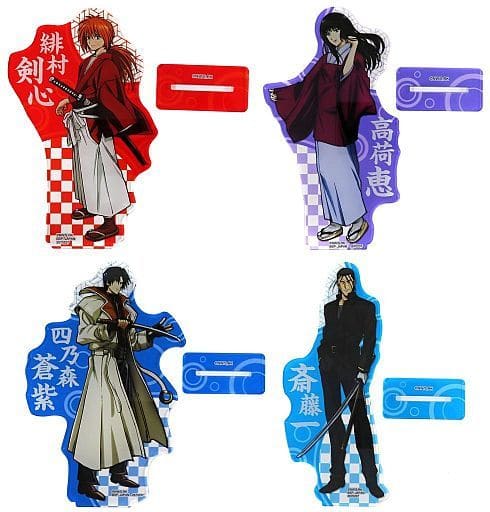Kenshin Himura, etc. Rurouni Kenshin: Meiji Kenkaku Romantan Big Acrylic Plate Part 2 All 4 Types Set Acrylic Stands [USED]