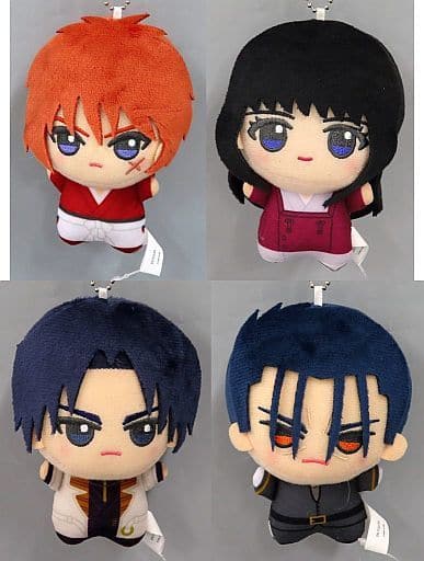 Kenshin Himua, etc. Rurouni Kenshin: Meiji Kenkaku Romantan Chibigurumi Vol.2 All 4 Types Set Key Chain [USED]