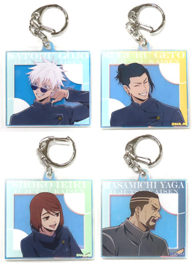 Satoru Gojo, etc. Jujutsu Kaisen Newly Drawn Trading Aurora Acrylic Key Chain Kaigyoku Gyokusetsu JF2024 Ver. Jump Festa 2024 Limited All 4 Types Set Key Chain [USED]