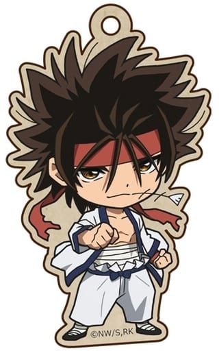 Sanosuke Sagara Rurouni Kenshin: Meiji Kenkaku Romantan Trading Wooden Tag Strap Key Chain [USED]