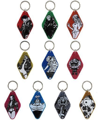 Roronoa Zoro, etc. One Piece Glitter Key Chain Collection Egg Head All 10 Types Set Key Chain [USED]