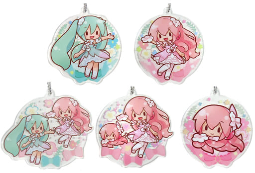 Megurune Ruka, etc. Hatsune Miku Series Fuwapuchi Acrylic Keychain Megurine Luka 15th Ver. All 5 Types Set Key Chain [USED]