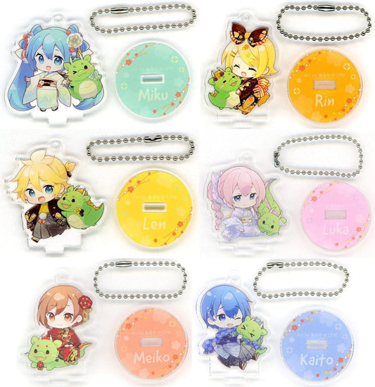 Rin Kagamine, etc. VOCALOID Trading Acrylic Stand Keychain New Year Shop 2024 Limited All 6 Types Set Key Chain [USED]