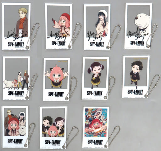 Anya Forger, etc. Spy x Family Code: White Ichiban Kuji Acrylic Card Charm Prize I All 11 Types Set Charm [USED]
