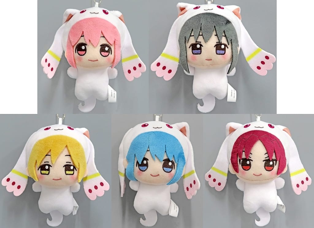Madoka Kaname, etc. Puella Magi Madoka Magica The Movie Rebellion Chibigurumi Kyubey Kigurumi Ver. All 5 Types Set Key Chain [USED]