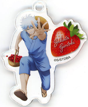 Gintoki Sakata Gintama Online Kiji Ichigogari Jaaaaa!! Acrylic Keychain Kujibikido Limited Prize B-1 Key Chain [USED]