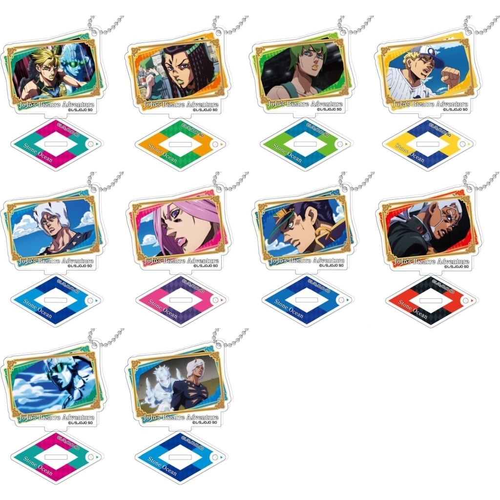 Cujoh Jolyne, etc. JoJo's Bizarre Adventure Part 6: Stone Ocean Photo Stand Acrylic Key Chain All 10 Types Set Key Chain [USED]