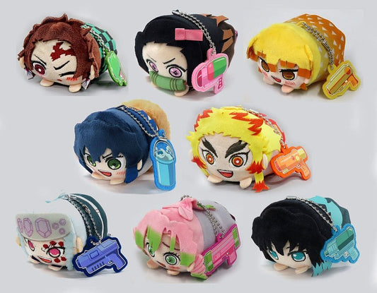 Nezuko Kamado, etc. Demon Slayer: Kimetsu no Yaiba Mochikororin Plush Mascot Eigamura Ver.2 Toei Uzumasa Eigamura Kyo no Shigoto 4: Natsu no Tokubetsu Suiren Online Shopping Limited All 8 Types Set Mascot [USED]
