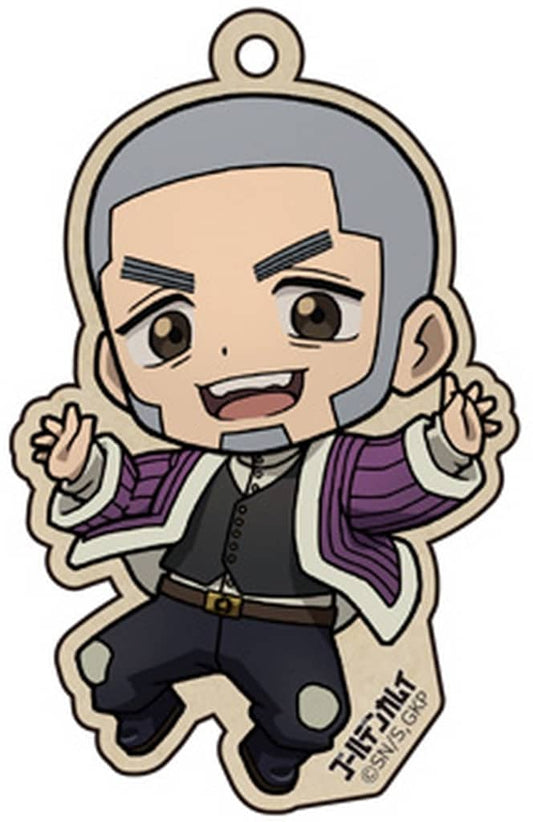 Shiraishi Yoshitake Golden Kamuy Trading Wooden Tag Strap Vol.3 Key Chain [USED]