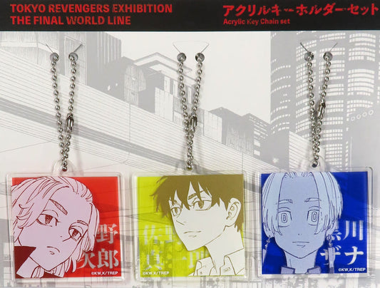 Manjiro Sano Shinichiro Sano Izana Kurokawa Tokyo Revengers Acrylic Keychain Set Newly Drawn Experience Exhibition: The Last World Line Limited Key Chain [USED]
