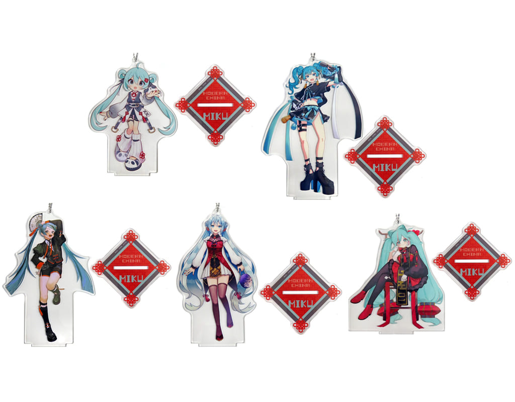 Hatsune Miku VOCALOID Hatsune Miku Series Big Clear Keychain with Stand Modern China Ex All 5 Types Set Key Chain [USED]