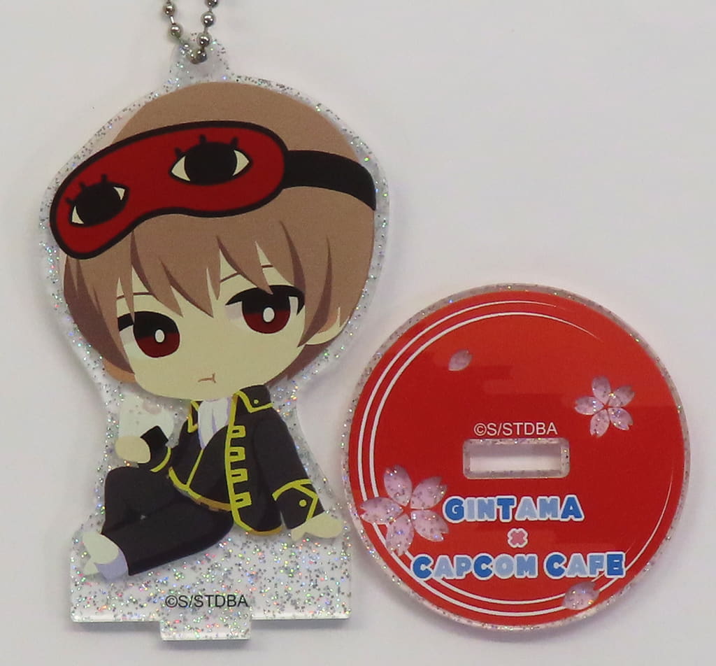 Sougo Okita Gintama Glitter Acrylic Stand Keychain Capcom Cafe Limited Key Chain [USED]