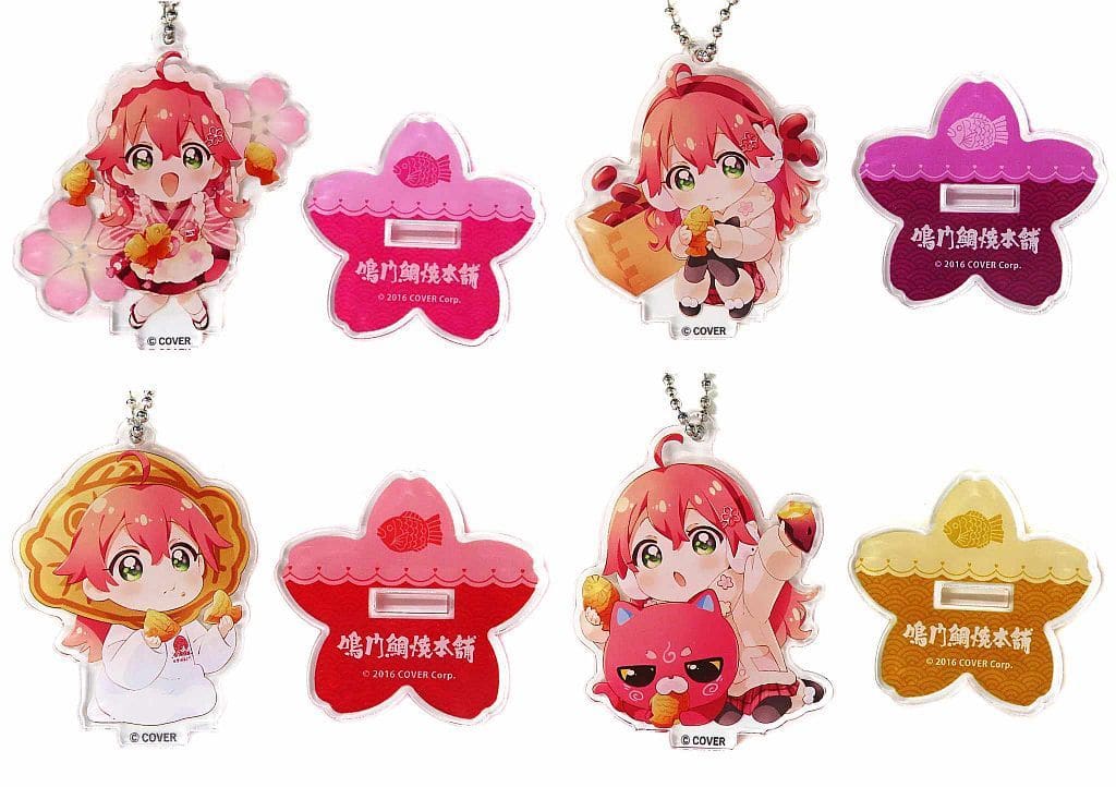 Sakura Miko, etc. VTuber Hololive Sakura Miko Trading Acrylic Keychain Mini Character Ver. Naruto Taiyaki Honpo 2nd Edition Exclusive All 4 Types Set Acrylic Stands [USED]