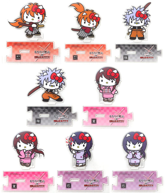 Kenshin Himura, etc. Rurouni Kenshin X Hello Kitty Acrylic Stand All 8 Types Set Acrylic Stands [USED]