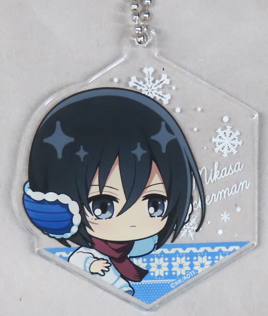 Mikasa Ackerman Attack on Titan Marukuji Chibi Chara Skate Ver. Acrylic Key Chain Moderate Luck 02 Key Chain [USED]