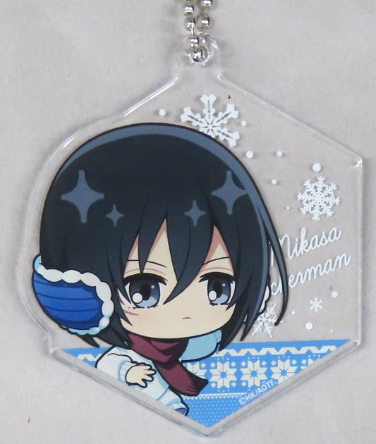 Mikasa Ackerman Attack on Titan Marukuji Chibi Chara Skate Ver. Acrylic Key Chain Moderate Luck 02 Key Chain [USED]