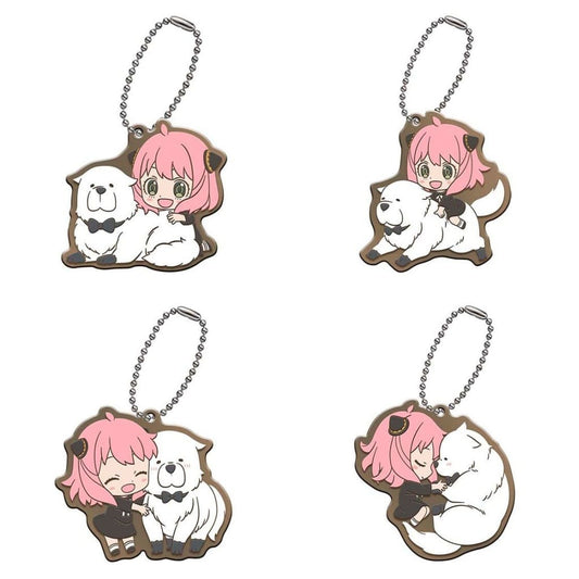Anya Forger, etc. SPY x FAMILY Anya to Bond ga Ippai! Asoto Rubber Mascot Prize B All 4 Types Set Key Chain [USED]