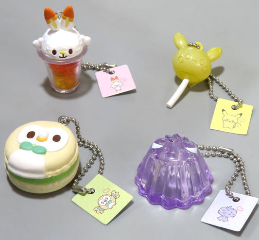 Rowlet, etc. Pokemon Poke Peace Sweets Mascot Part1 All 4 Types Set Key Chain [USED]