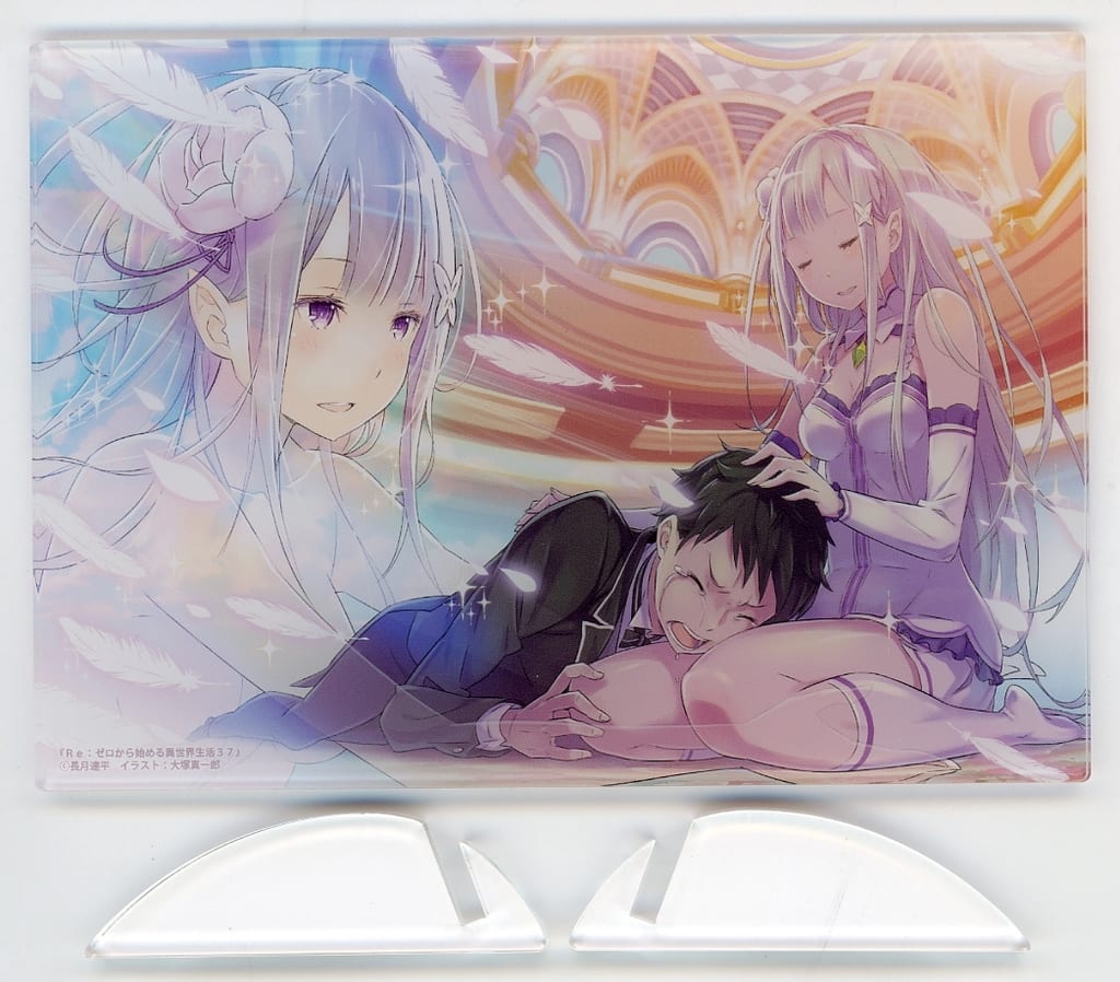 Subaru Natsuki Emilia Re:ZERO -Starting Life in Another World- Mini Acrylic Panels Melonbooks Limited Light Novel Volume 37 Bonus Bundle Acrylic Stand [USED]