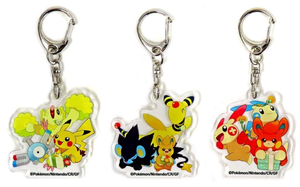 Pikachu, etc. Pokemon Acrylic Keychain Pokemon Center Online Hajikeru! 8th Anniversary Thanksgiving Limited Purchase Benefits All 3 Types Set Key Chain [USED]