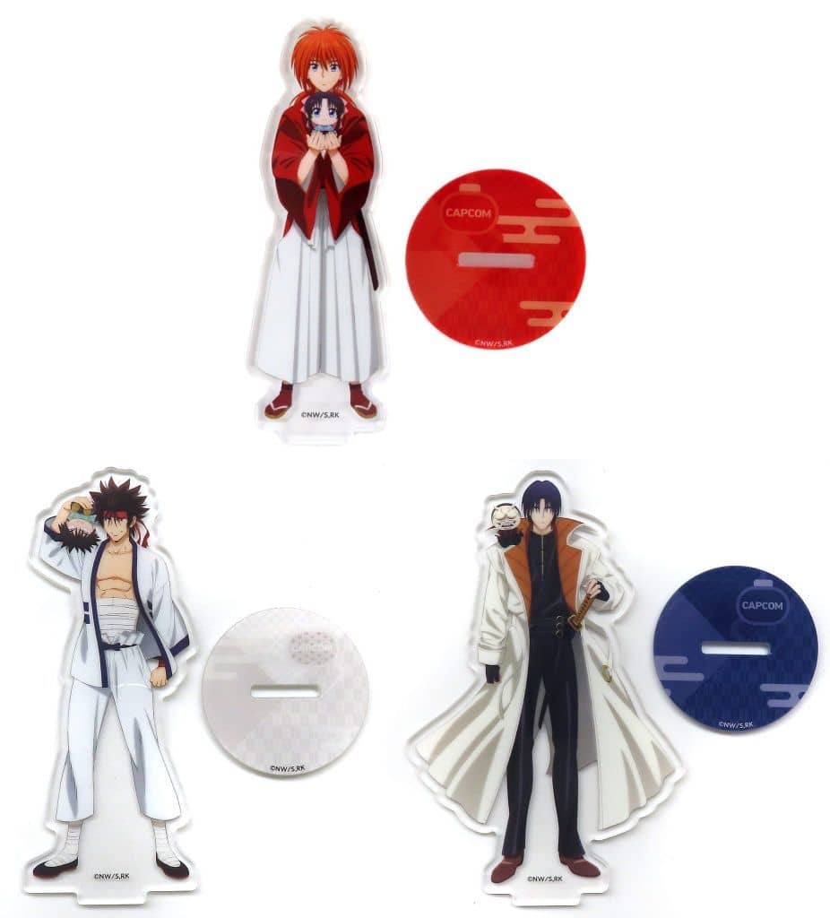 Kenshin Himura, etc. Rurouni Kenshin: Meiji Kenkaku Romantan Acrylic Stand All 3 Types Set Acrylic Stands [USED]