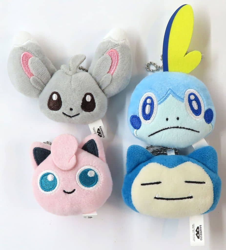 Snorlax, etc. Pokemon Face Plush Toy with Ball Chain Vol.3 All 4 Types Set Mascot [USED]