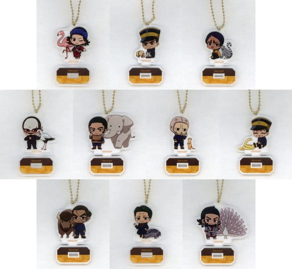 Kohei Nikaido, etc. Golden Kamuy Chibi Chara Trading Interacting with Animals Ver. Acrylic Stand Key Chain Ver.B Tobu Zoological Park Limited All 10 Types Set Key Chain [USED]