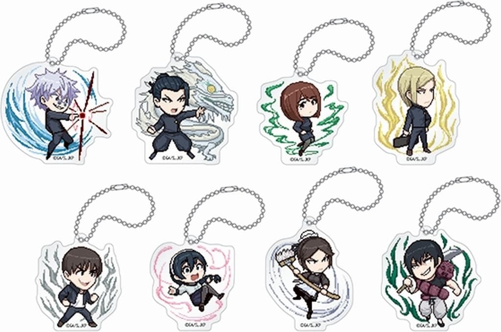 Kento Nanami, etc. Jujutsu Kaisen Season 2 Acrylic Key Chain Collection Pixel Art Kaigyoku Gyokusetsu All 8 Types Set Key Chain [USED]