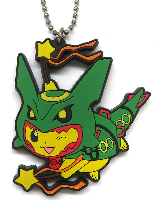 Pikachu Rayquaza Star Pokemon Rubber Keychain Collection Pikachu Wearing Rayquaza Poncho Pokemon Center Limited Key Chain [USED]