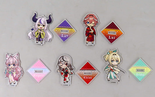 La+ Darknesss, etc. VTuber Hololive Trading Acrylic Keychain Mini Character Ver. Gokurakuyu Raku SPA Collaboration Vol.4 Fulolife Exclusive All 5 Types Set Acrylic Stands [USED]