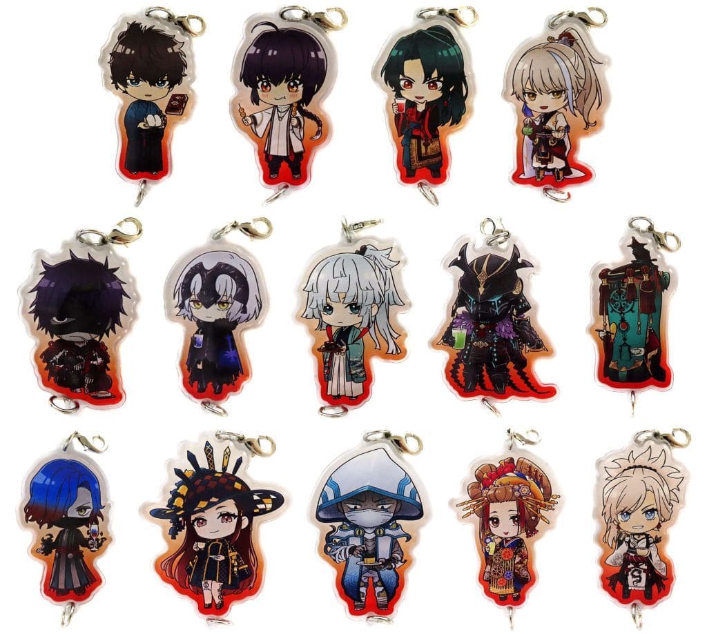 Iori Miyamoto, etc. Fate/Samurai Remnant Trading Tsunagaru Acrylic Charm Collaboration Cafe in Motto Cafe Limited All 14 Types Set Charm [USED]