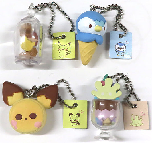 Piplup, etc. Pokemon Poke Peace Sweets Mascot Part2 All 4 Types Set Key Chain [USED]