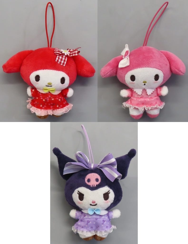My Melody, etc. My Melody Kuromi Floral Dress Mascot All 3 Types Set Key Chain [USED]