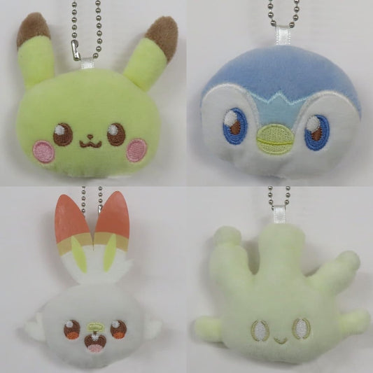 Piplup, etc. Pokemon Poke Peace Plush Toy with Ball Chain Vol.1 All 4 Types Set Key Chain [USED]