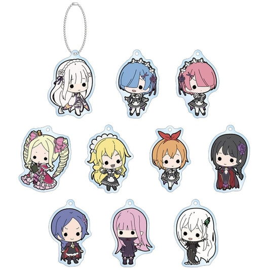 Emilia, etc. Re:ZERO -Starting Life in Another World- Trading Tiny Acrylic Keychain All 10 Types Set Key Chain [USED]