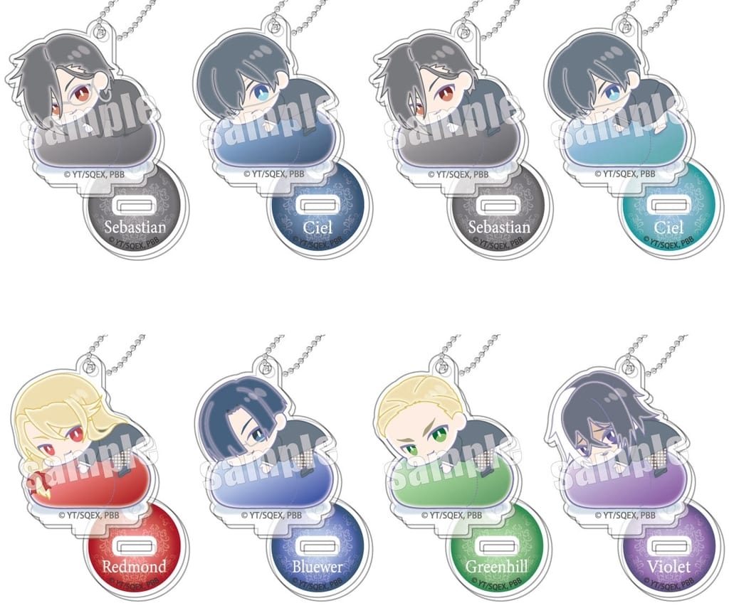 Ciel Phantomhive, etc. Black Butler: Public School Arc Hagumeets Stand Mini Acrylic Keychain All 8 Types Set Key Chain [USED]