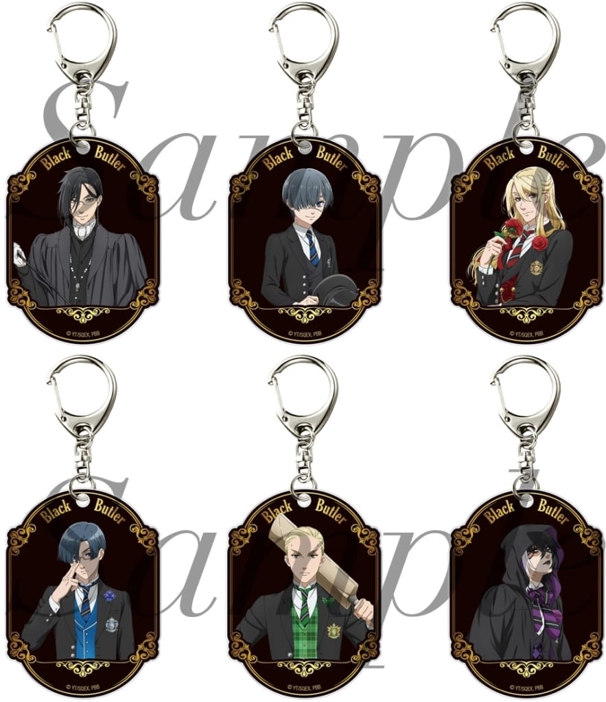 Sebastian Michaelis, etc. Black Butler: Public School Arc Trading Keychain All 6 Types Set Key Chain [USED]