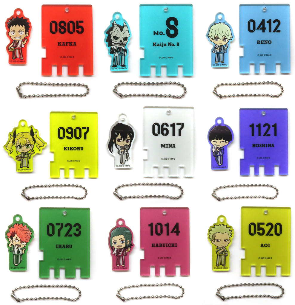 Soshiro Hoshina, etc. Kaiju No. 8 Trading Public Bath Lock Style Keychain Gokurakuyu Raku Spa Collaboration Campaign Dai 3 Butai Sento Kunren Limited All 9 Types Set Key Chain [USED]
