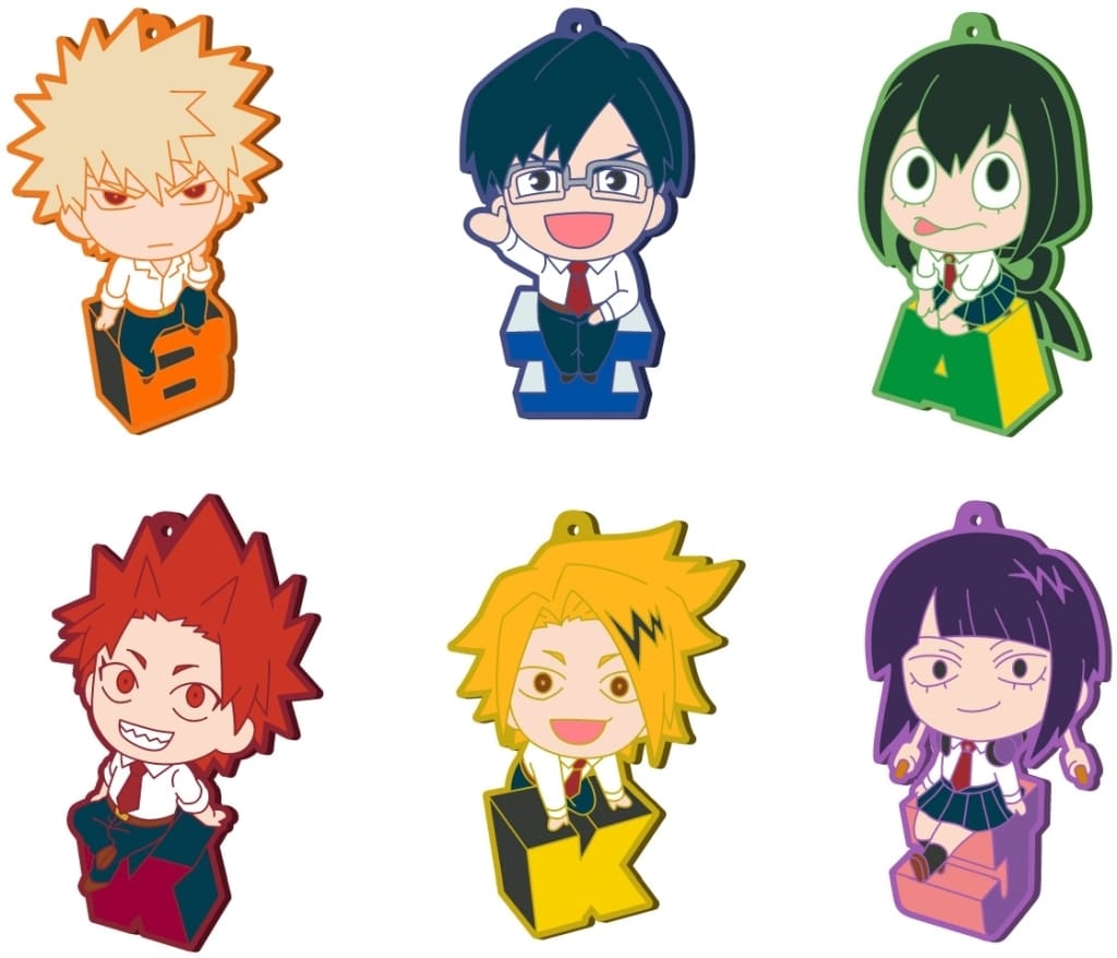 My Hero Academia Katsuki Bakugo & Others Rubber Mascot Collection BLOCK VISUAL B Box All 6 Types Set Keychains [USED]