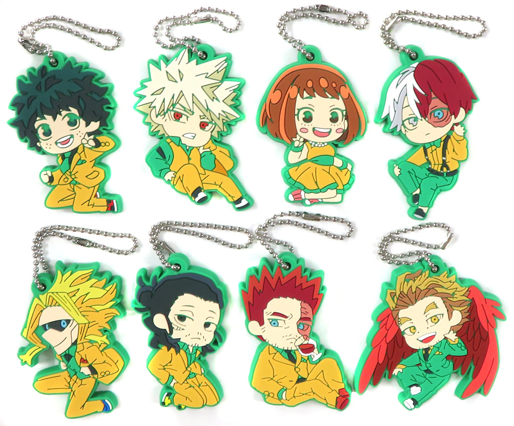 My Hero Academia Katsuki Bakugo & Others Defo Rubber! Party Time! Keychain All 8 Types Set Keychains [USED]