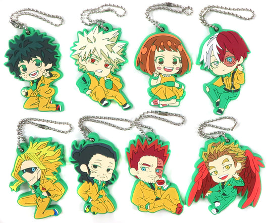 My Hero Academia Katsuki Bakugo & Others Defo Rubber! Party Time! Keychain All 8 Types Set Keychains [USED]