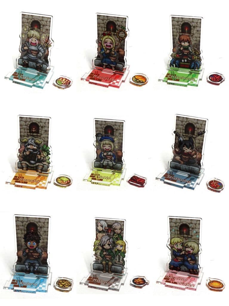 Laios, etc. Delicious in Dungeon Trading Acrylic Keychain Newly Drawn Chibi Pixel Art! All 9 Types Set Acrylic Stands [USED]