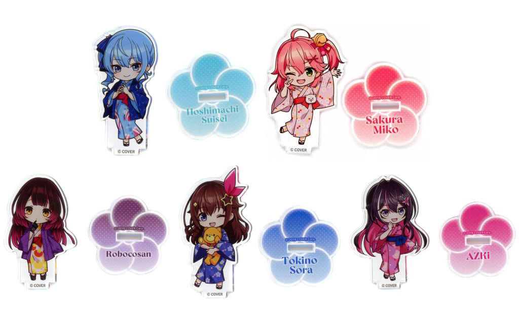 Hoshimachi Suisei, etc. VTuber Hololive Trading Acrylic Keychain Mini Character Ver. Gokurakuyu Raku SPA Collaboration Vol.5 Fulolife Exclusive All 5 Types Set Acrylic Stands [USED]