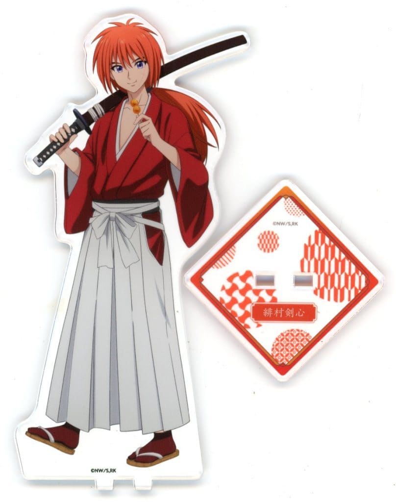 Kenshin Himura Rurouni Kenshin: Meiji Kenkaku Romantan Big Acrylic Stand Animate Cafe Traveling Edition Limited Acrylic Stands [USED]