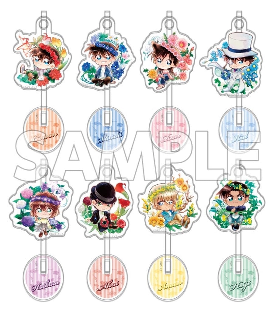 Conan Edogawa, etc. Detective Conan Trading Yurayura Acrylic Stand Chibi Flower Crown: Flow in the Wind All 8 Types Set Acrylic Stand [USED]
